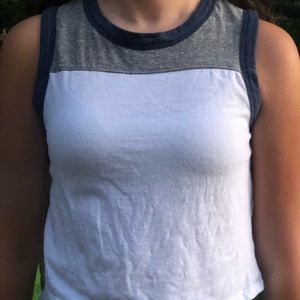 white and grey tank top